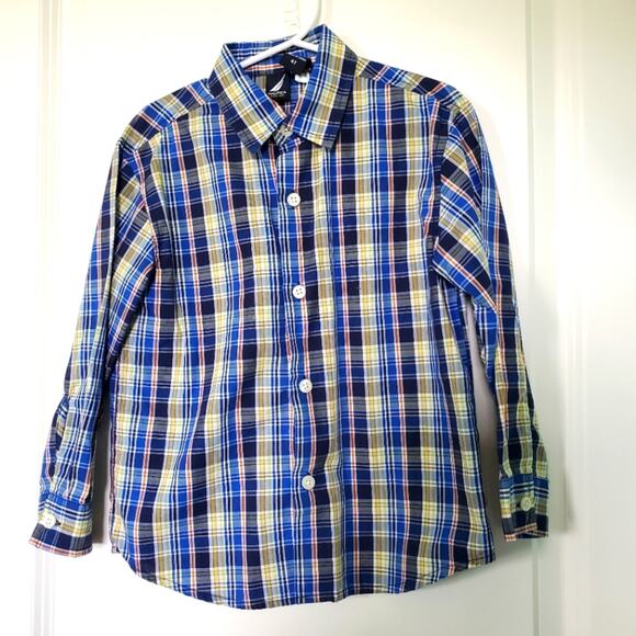 Nautica Boys Plaid Button Down Shirt Toddler Size 4T Long Sleeve Preppy Collared - Picture 1 of 3